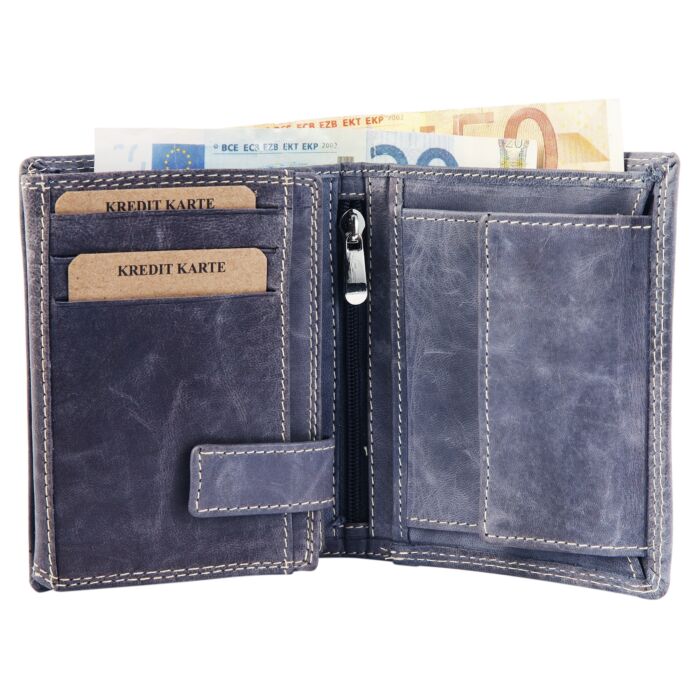 AKZENT pénztárca valódi kecskebőrből, 12x9 cm, kék