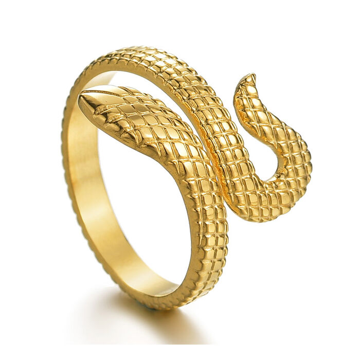 Állítható méretű stilizált kígyós gyűrű, arany színű