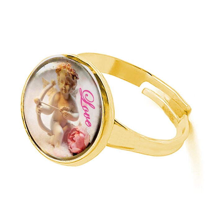 Ámor Love gyűrű, arany színben (állítható méret)