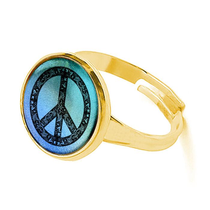 Békejeles gyűrű, arany színben (állítható méret)