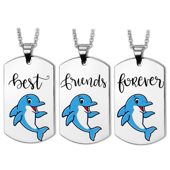 Best Friends Forever delfines hármas medál lánccal vagy kulcstartóval  (többféle)