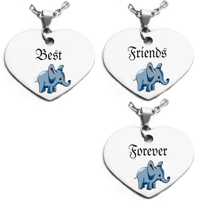 Best Friends Forever elefántos hármas medál lánccal vagy kulcstartóval (többféle)
