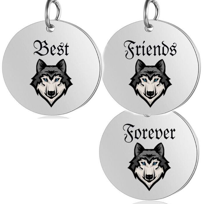 Best Friends Forever farkasos hármas medál lánccal vagy kulcstartóval