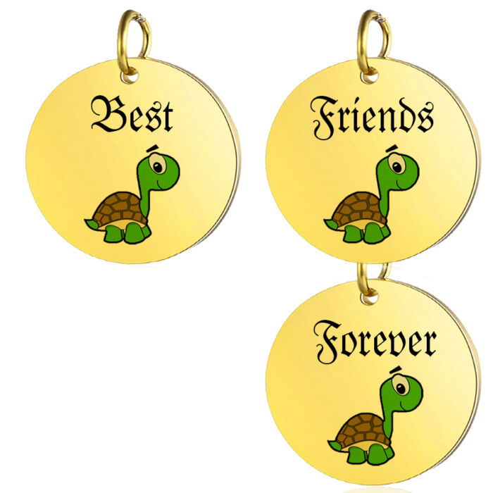 Best Friends Forever Teknősös hármas medál láncra, vagy kulcstartó