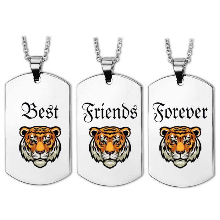 Best Friends Forever tigrises hármas medál lánccal vagy kulcstartóval