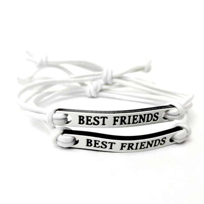 Best Friends (Legjobb Barátok) páros szövet karkötő, fehér