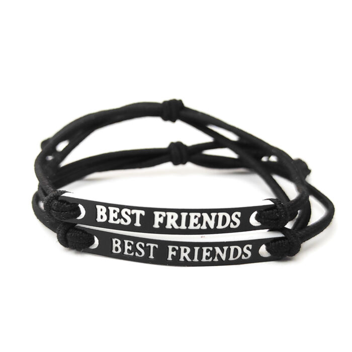 Best Friends (Legjobb Barátok) páros szövet karkötő, fekete