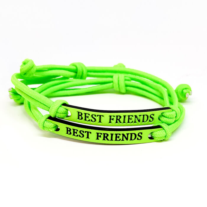 Best Friends (Legjobb Barátok) páros szövet karkötő, neonzöld