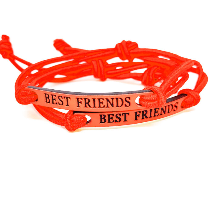 Best Friends (Legjobb Barátok) páros szövet karkötő, piros