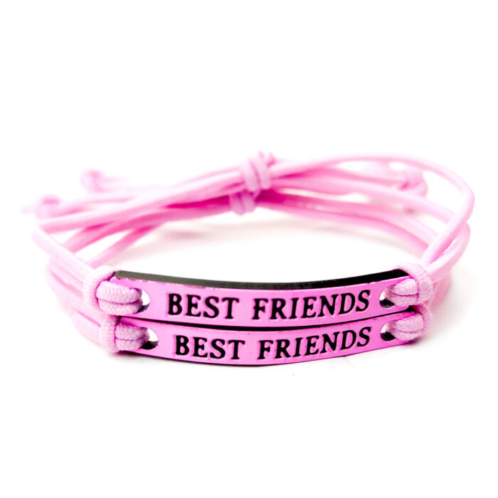 Best Friends (Legjobb Barátok) páros szövet karkötő, rózsaszín