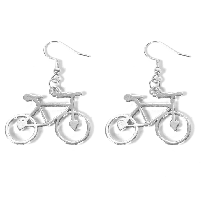Bicikli fülbevaló, választható arany vagy ezüst színű akasztóval