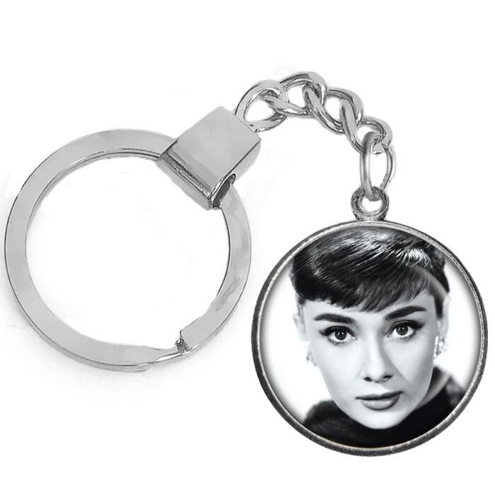 CARSTON Elegant Audrey Hepburn kulcstartó ezüst vagy arany színben