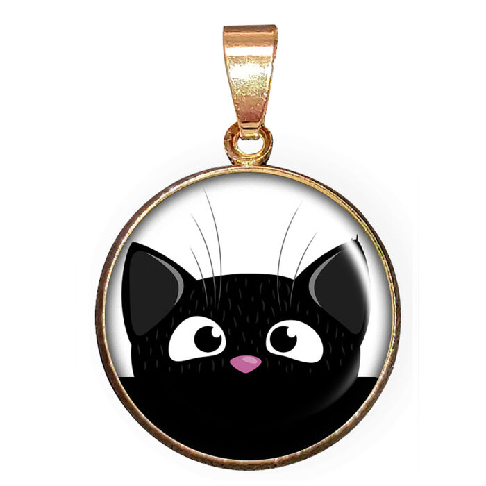 CARSTON Elegant – Fekete cicás – medál lánccal vagy kulcstartóval