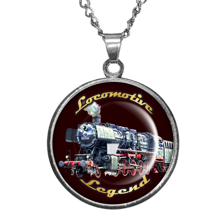 CARSTON Elegant Oldtimer Locomotive medál lánccal vagy kulcstartóval, ezüst vagy arany színben