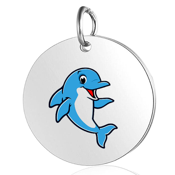 Delfines feliratozható medál lánccal vagy kulcstartóval
