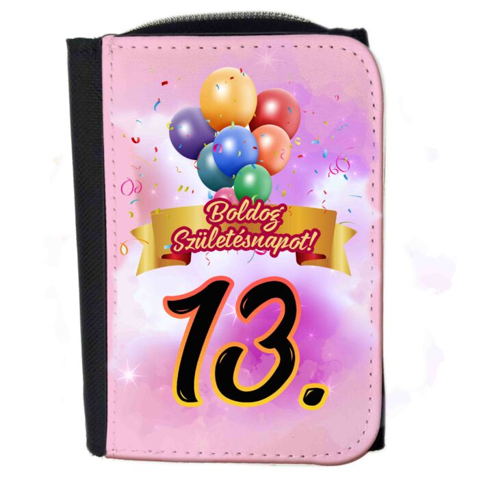 Egyedi számos-feliratos uniszex pénztárca Happy Birthday (12x8,5 cm), több színben