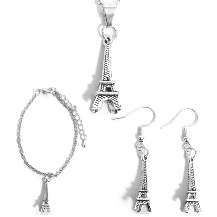 Eiffel-torony II. fülbevaló, választható arany vagy ezüst színű akasztóval