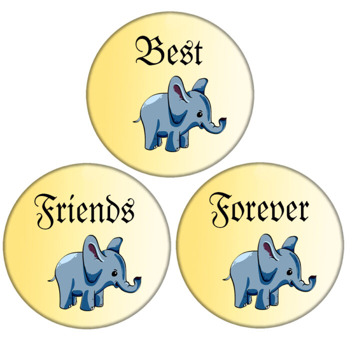 Elefántos Best Friends Forever hármas kitűző