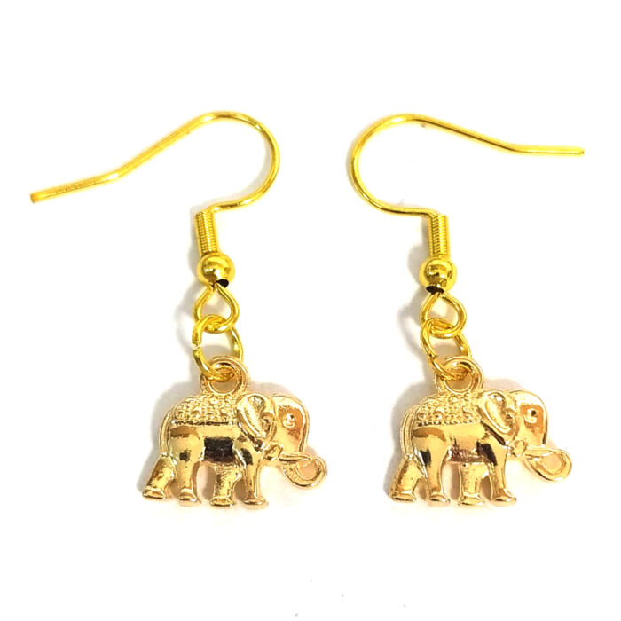 Elefántos fülbevaló, választható arany vagy ezüst színű akasztóval