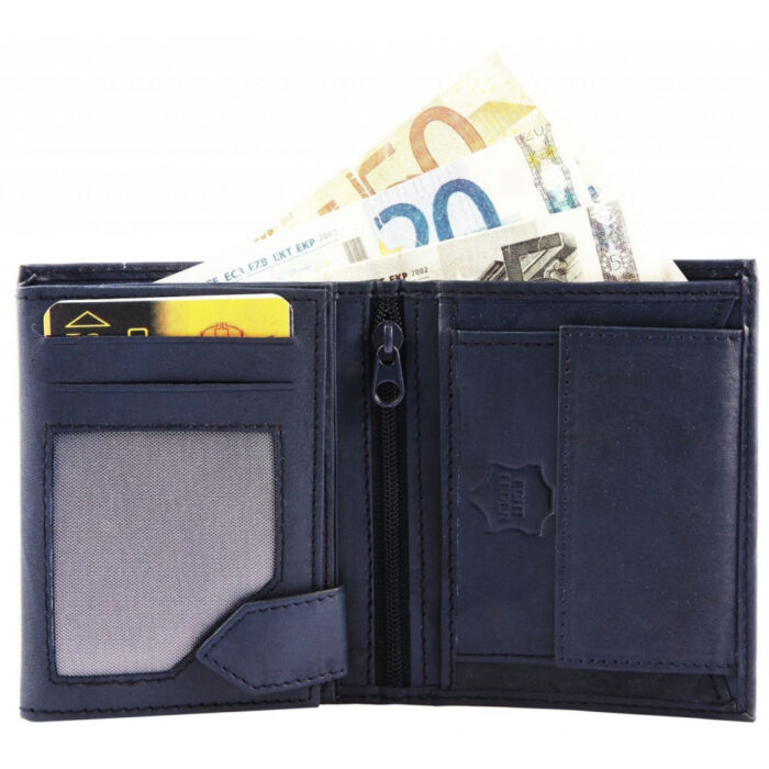 Excellanc uniszex pénztárca valódi bőrből 10x8 cm, kék