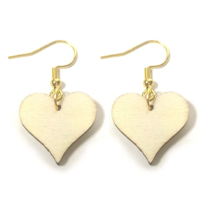 Fa szív (2 cm) fülbevaló, választható arany vagy ezüst színű akasztóval