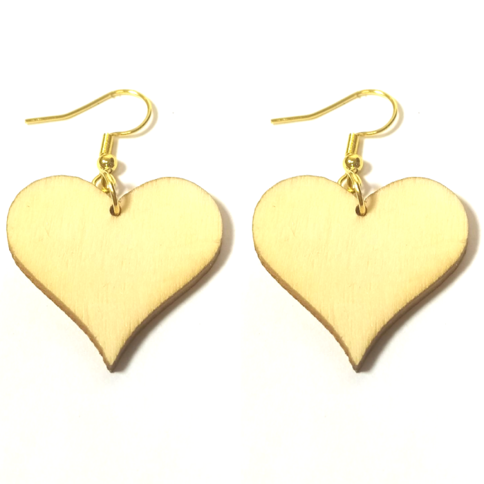 Fa szív (3 cm) fülbevaló, választható arany vagy ezüst színű akasztóval