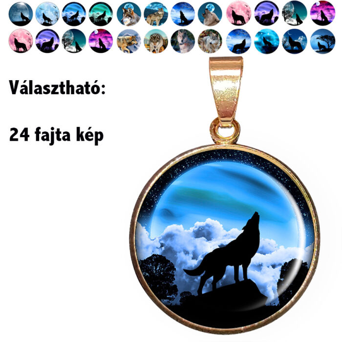 Farkasmotívumos (25 típus) – medál lánccal vagy kulcstartóval