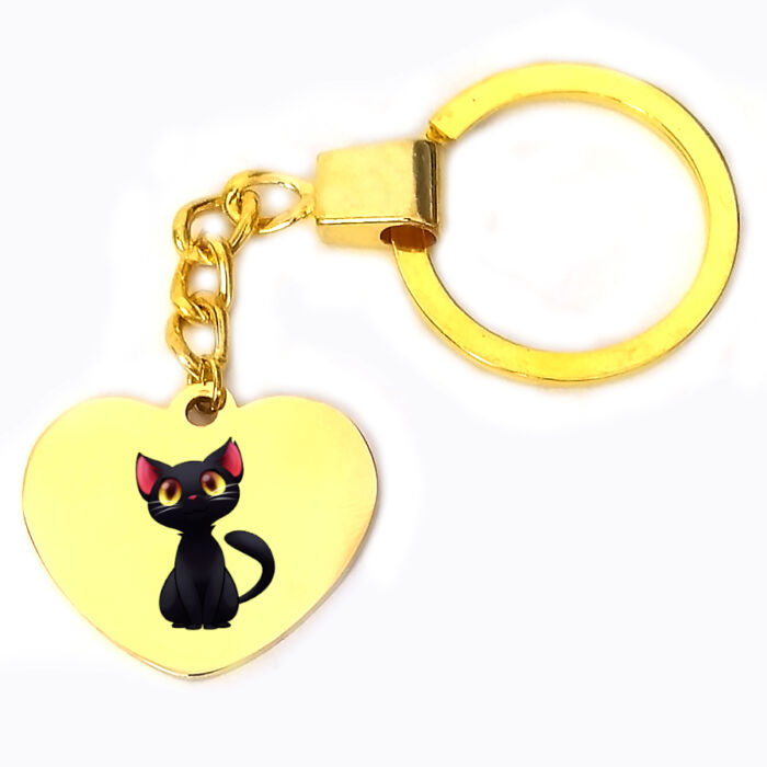 Fekete cicás kulcstartó, választható több formában és színben