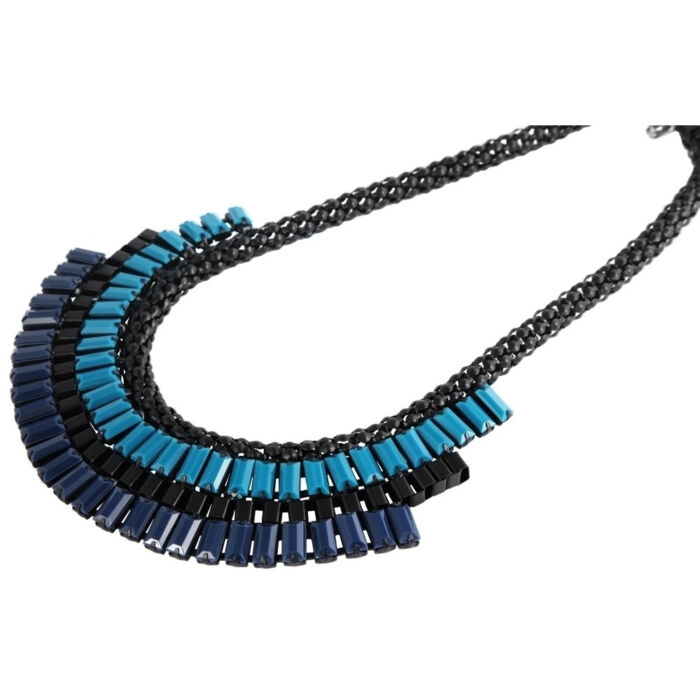 Fekete-kék divat nyakék, 45+4 cm