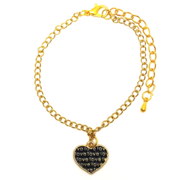 Feliratos szív karkötő (2) charmmal, arany vagy ezüst színben