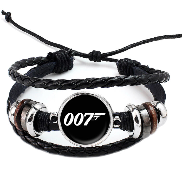 Fonott, dizájnbőr uniszex állítható 007 karkötő, feliratozható