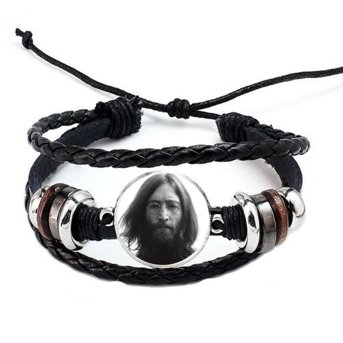 Fonott, dizájnbőr uniszex állítható John Lennon karkötő, feliratozható