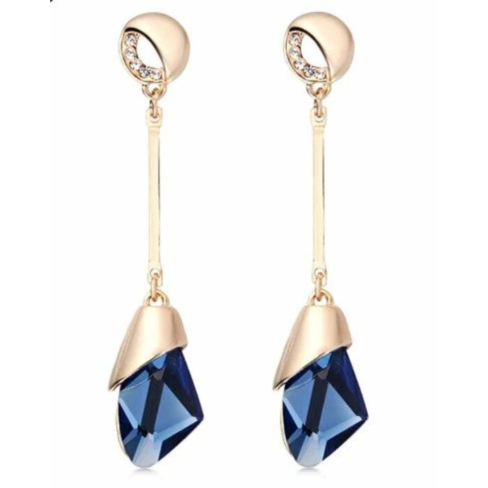 From Maria King geometrikus kék kristályos látványos fülbevaló