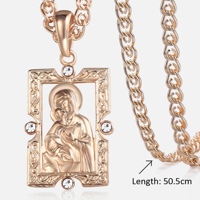 Gyönyörű aranyozott rose gold Szűz Mária medál nyaklánccal 2.