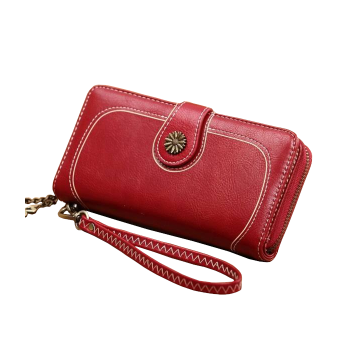 Gyönyörű dizájnbőr női pénztárca, pirosas bordó