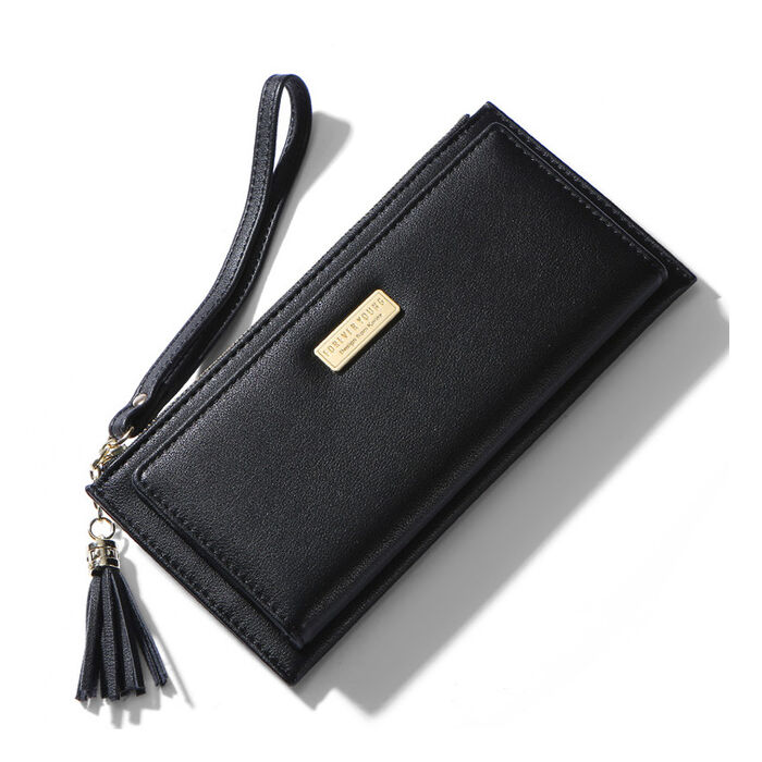 Gyönyörű műbőr női pénztárca, fekete - 20x10 cm