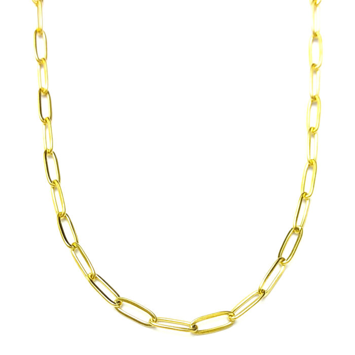 Hosszú szemes rozsdamentes acél nyaklánc arany színben, 50 cm