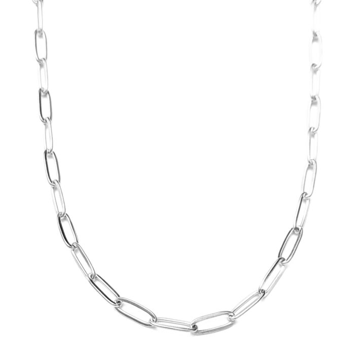 Hosszú szemes rozsdamentes acél nyaklánc ezüst színben, 50 cm