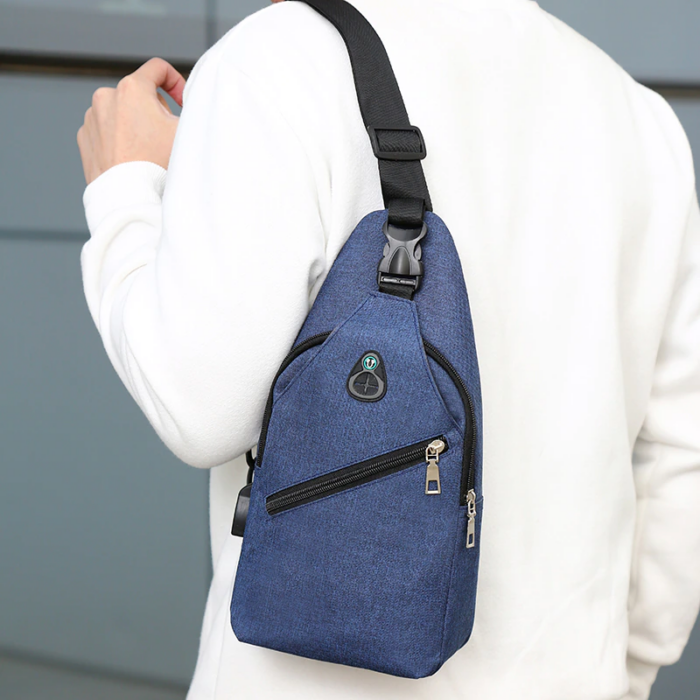 Kicsi, kényelmes uniszex vászon hátizsák (33x7,5x17 cm), kék