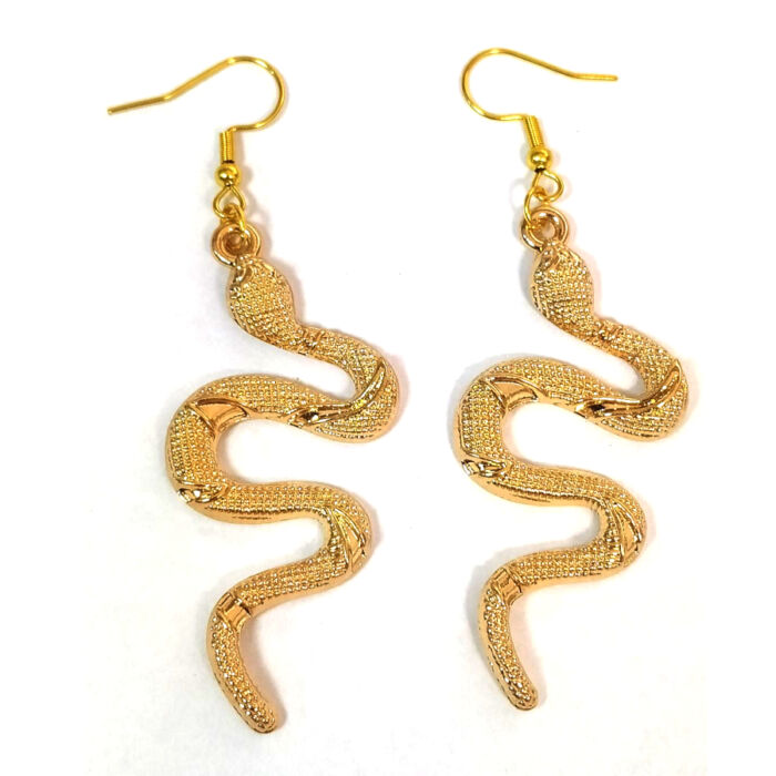 Kígyós fülbevaló, választható arany vagy ezüst színű akasztóval
