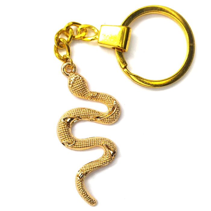 Kígyós kulcstartó, arany színben