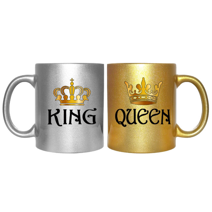 King - Queen Páros Bögre (2 db), változtatható felirattal, exkluzív színekben