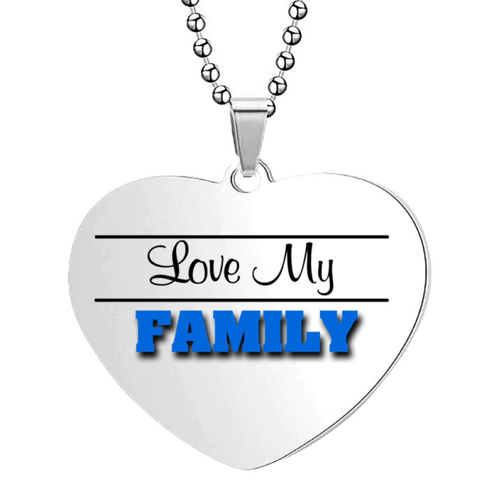 Love my Family medál lánccal, választható több formában és színben