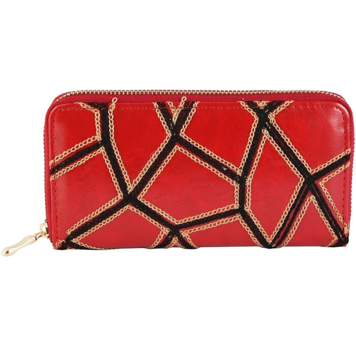 Maria King retro varrásmintás piros-fekete pénztárca