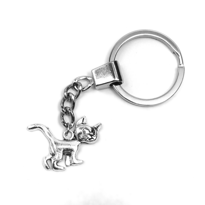 Morcos cica kulcstartó, ezüst színben