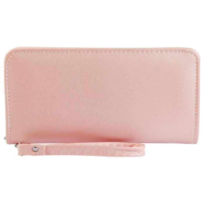 Nagyméretű klasszikus designbőr pénztárca, pink (21x11 cm)