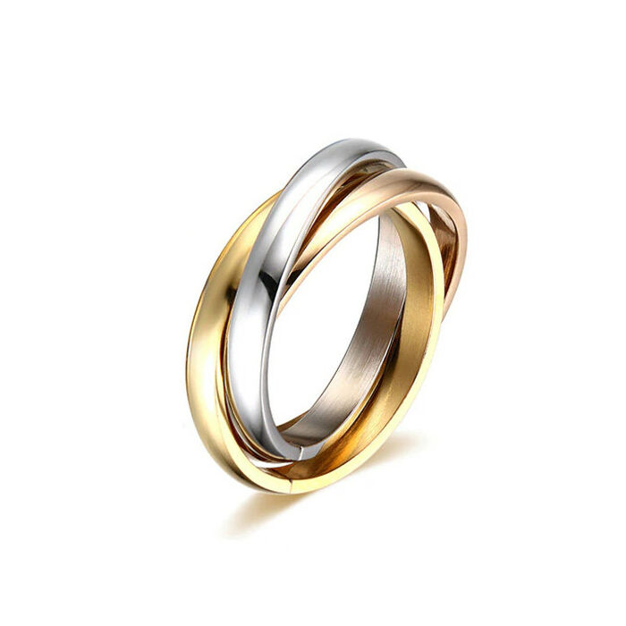 Nemesacél 3 részes ezüst-arany-rose színű gyűrű, 7