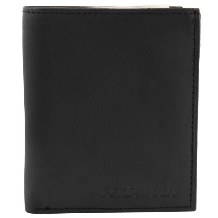 Persopolis uniszex pénztárca valódi bőrből,  11x9 cm, fekete