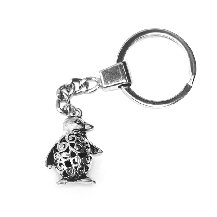Pingvines kulcstartó, ezüst színben