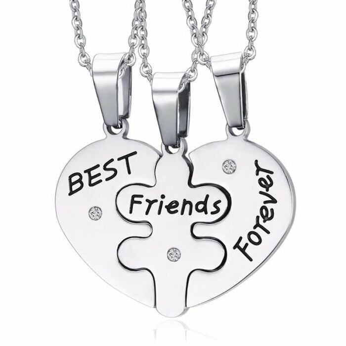 Puzzle szív 'Best friends - Örökké barátok' 3 db medál és lánc, prémium